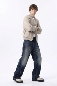 Men's Fall Heavy Washed Straight Leg Jeans