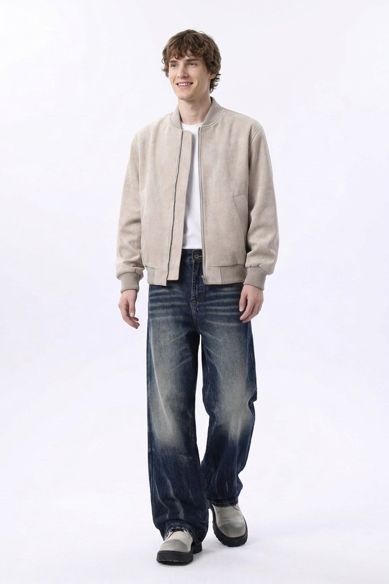 Men's Fall Heavy Washed Straight Leg Jeans