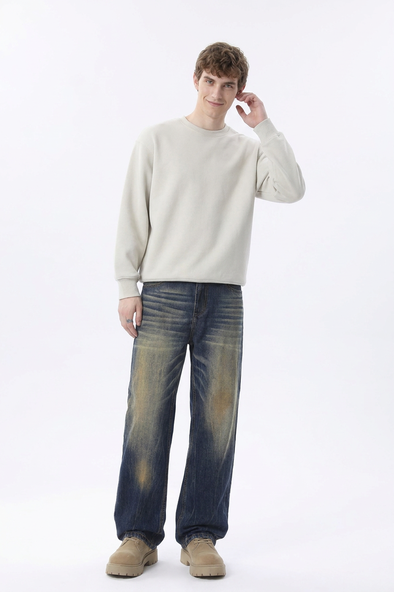 Men's Retro Wash Relaxed Straight Leg Jeans