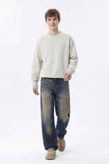 Men's Retro Wash Relaxed Straight Leg Jeans