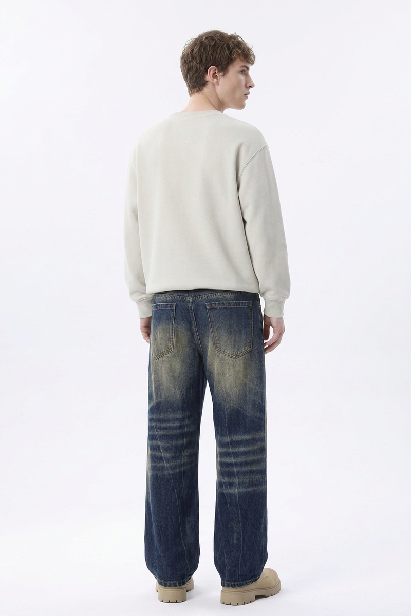 Men's Retro Wash Relaxed Straight Leg Jeans