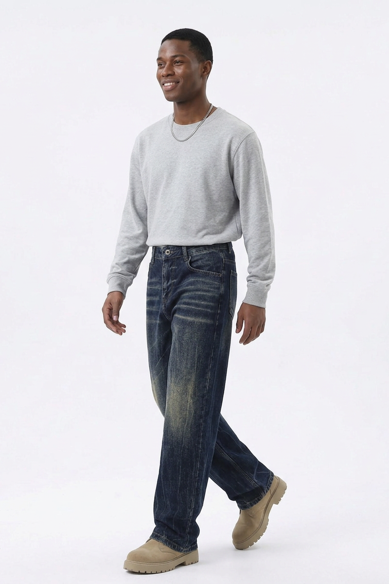 Men's Relaxed Wash Straight Leg Jeans