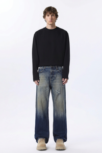 Men's Retro Gradient Ripped Straight Leg Jeans