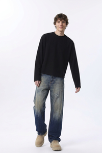 Men's Retro Gradient Ripped Straight Leg Jeans