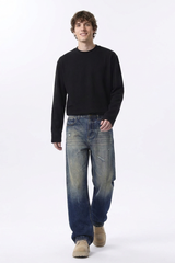 Men's Retro Gradient Ripped Straight Leg Jeans