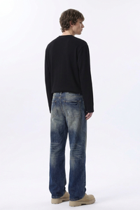 Men's Retro Gradient Ripped Straight Leg Jeans