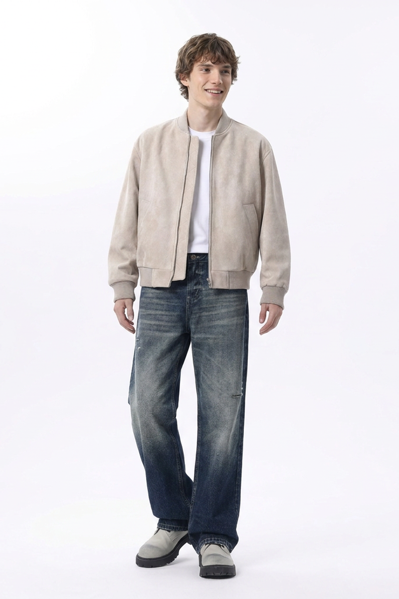 Men's Ripped Relaxed Straight Leg Jeans