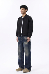 Men's Ripped Whiskering Washed Straight Leg Jeans