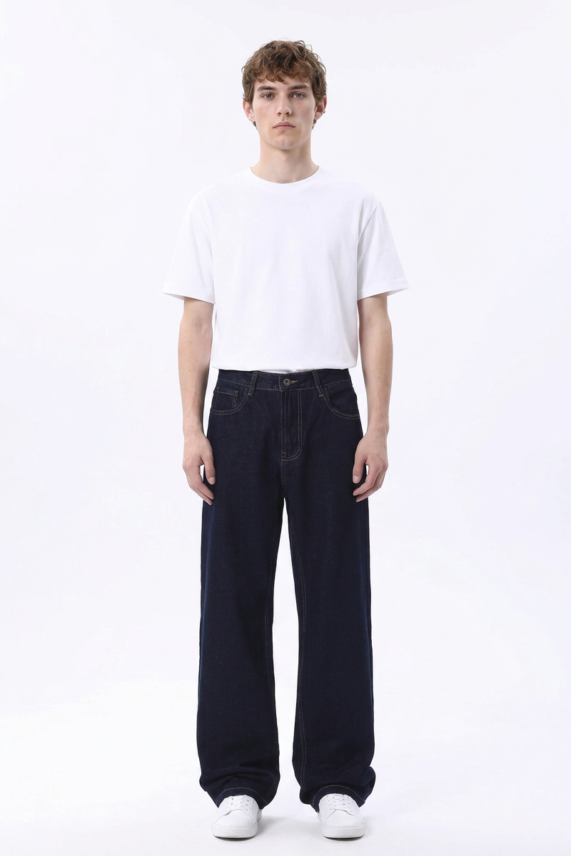 Men's Raw Wash Relaxed Straight Leg Jeans