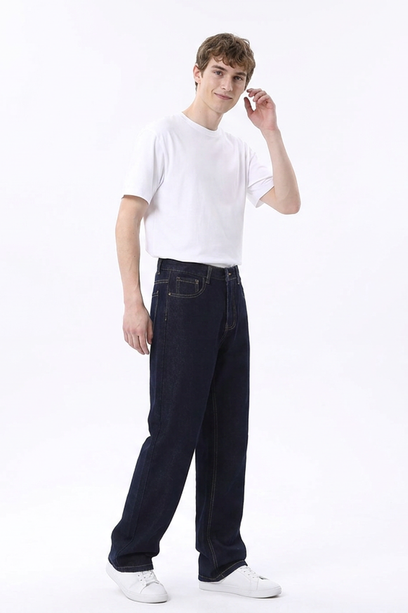 Men's Raw Wash Relaxed Straight Leg Jeans