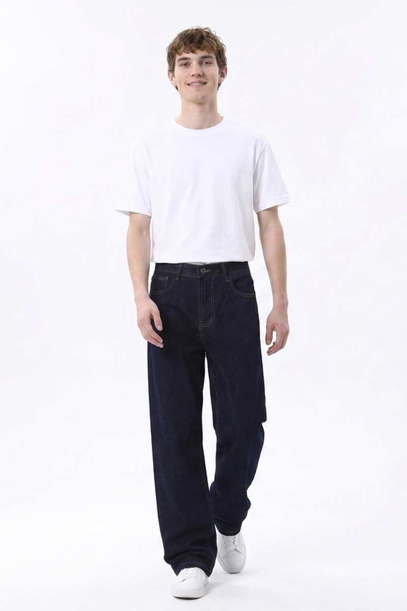 Men's Raw Wash Relaxed Straight Leg Jeans