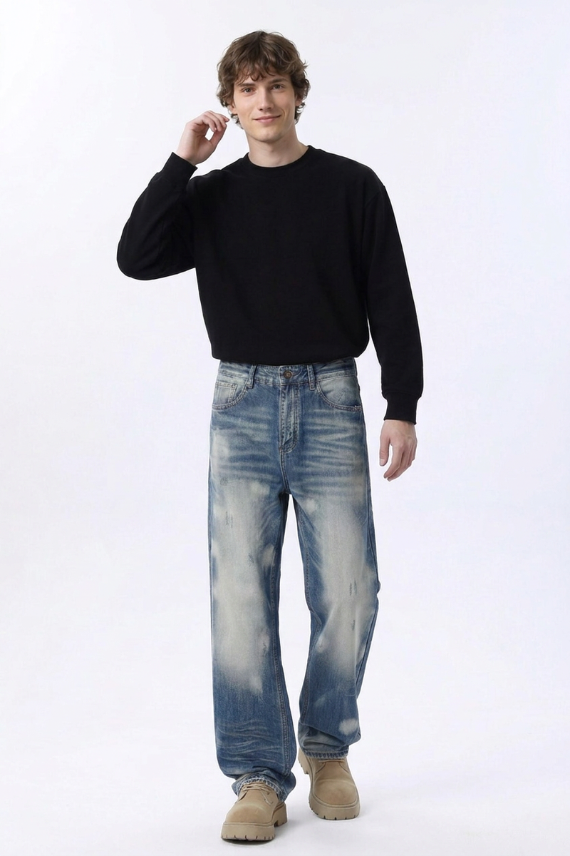 Men's Relaxed Gradient Drapey Straight Leg Jeans