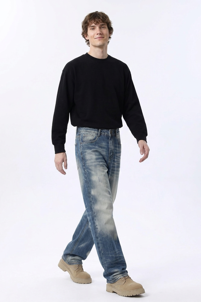 Men's Relaxed Gradient Drapey Straight Leg Jeans
