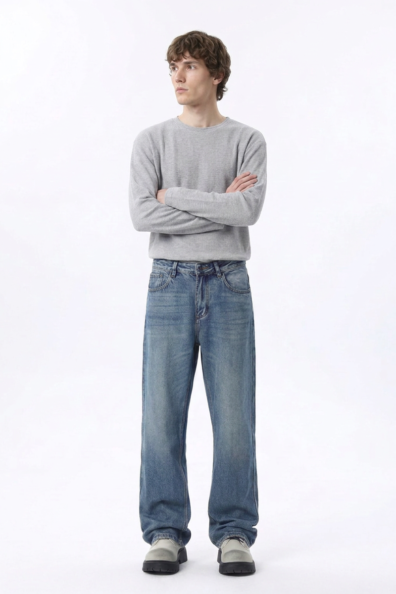 Men's Wash Blend Relaxed Straight Leg Jeans