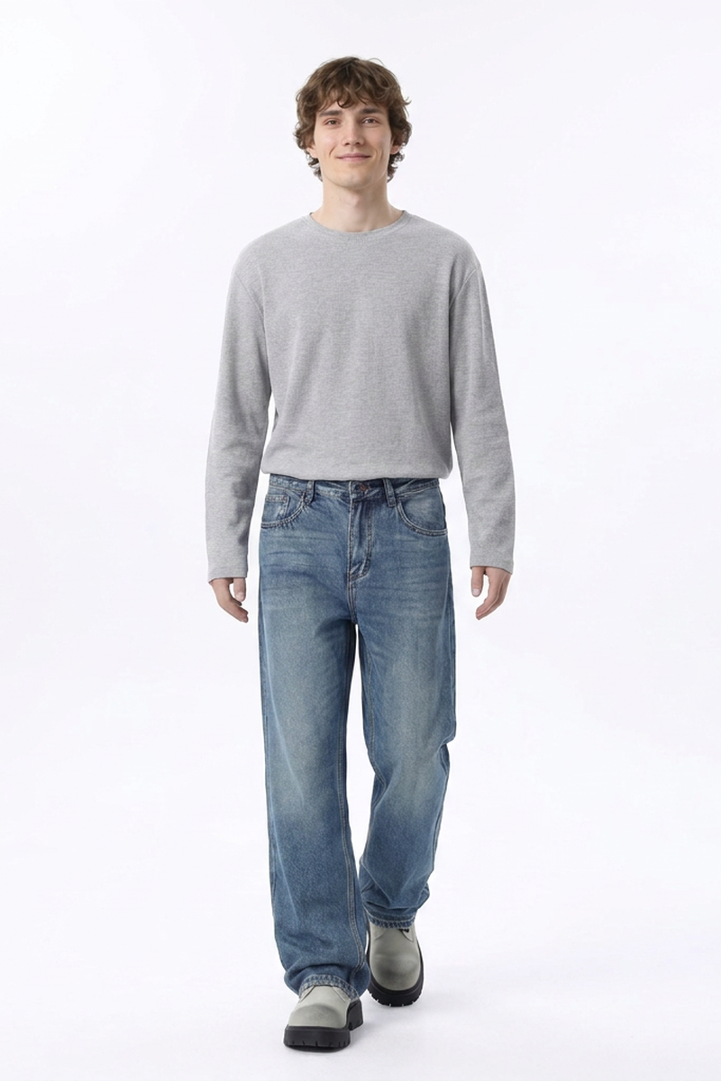 Men's Wash Blend Relaxed Straight Leg Jeans