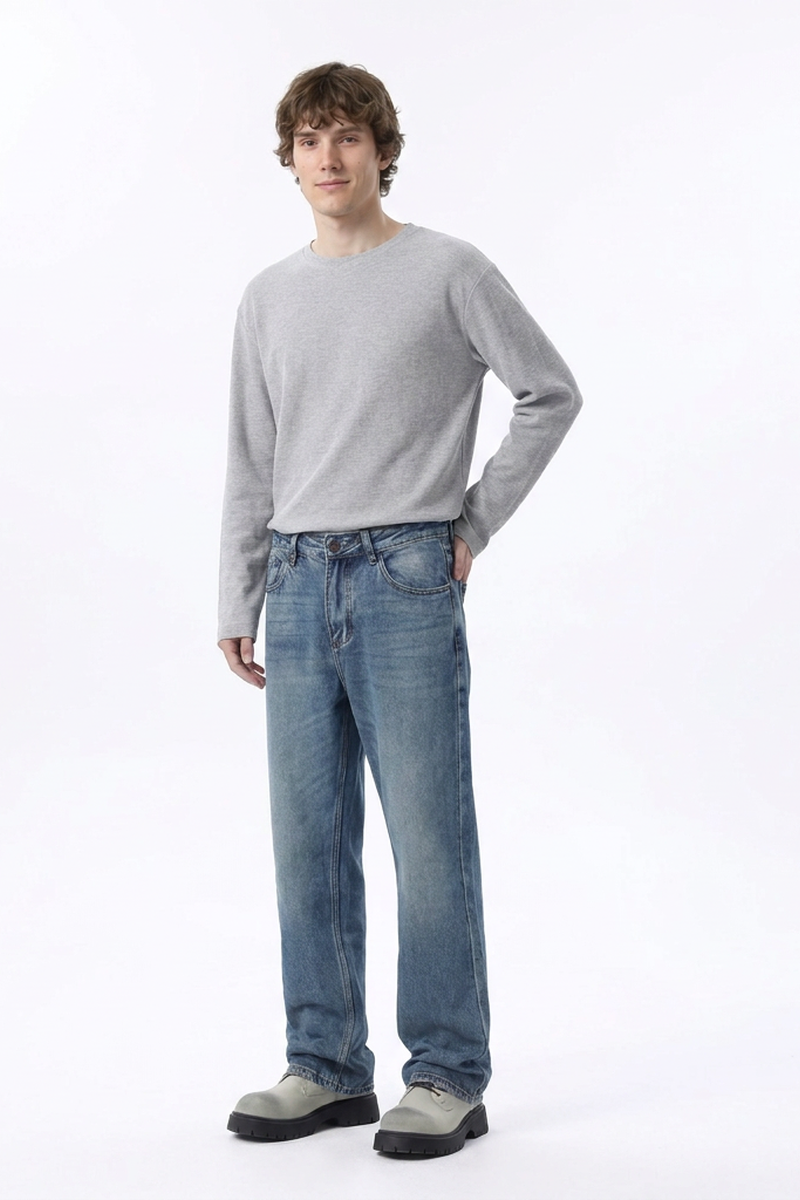 Men's Wash Blend Relaxed Straight Leg Jeans