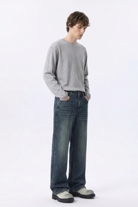Men's 100% Cotton Vintage Wash Straight Leg Jeans