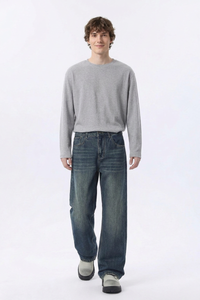 Men's 100% Cotton Vintage Wash Straight Leg Jeans