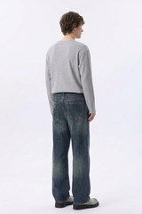 Men's 100% Cotton Vintage Wash Straight Leg Jeans