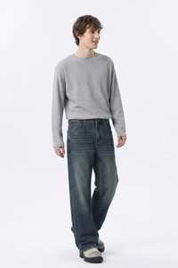 Men's 100% Cotton Vintage Wash Straight Leg Jeans