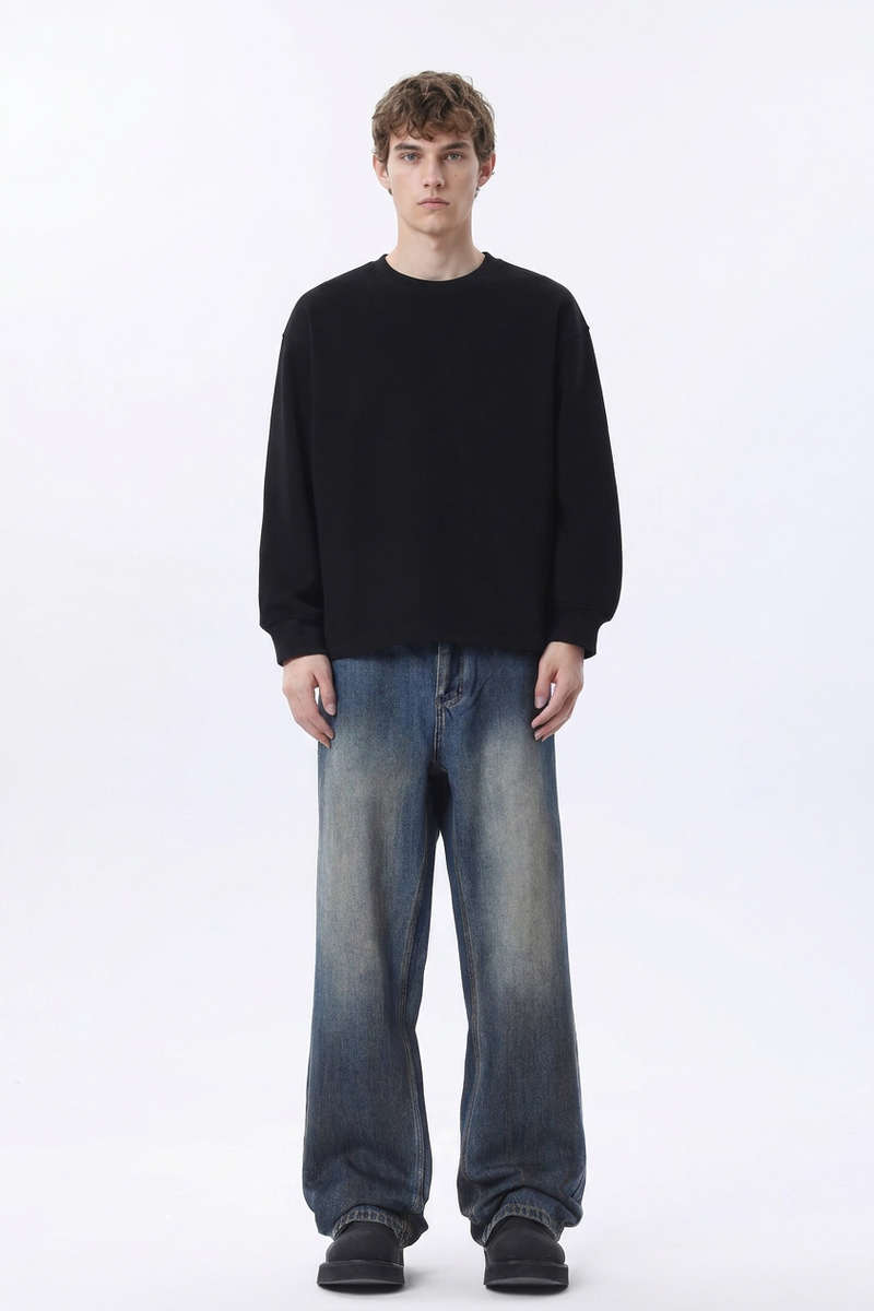 Men's Dirty Wash Relaxed Straight Leg Jeans