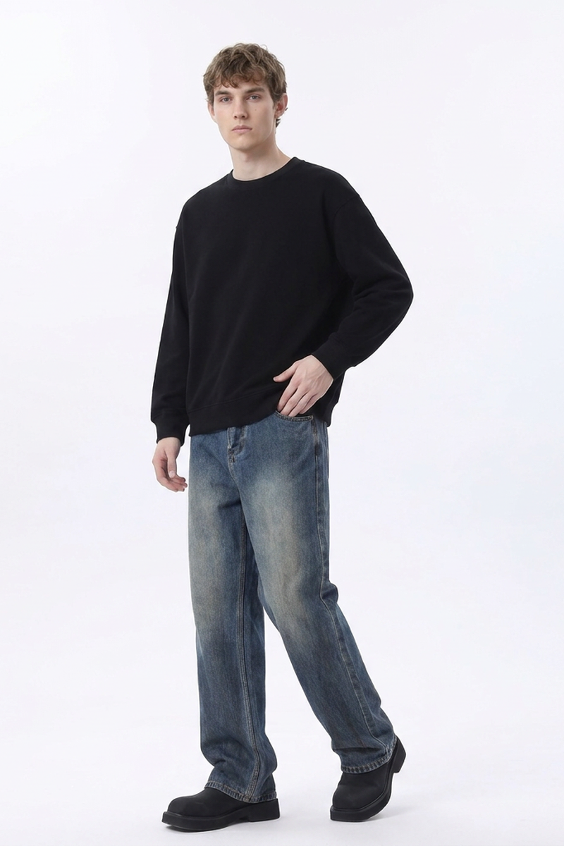 Men's Dirty Wash Relaxed Straight Leg Jeans