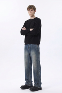 Men's Dirty Wash Relaxed Straight Leg Jeans