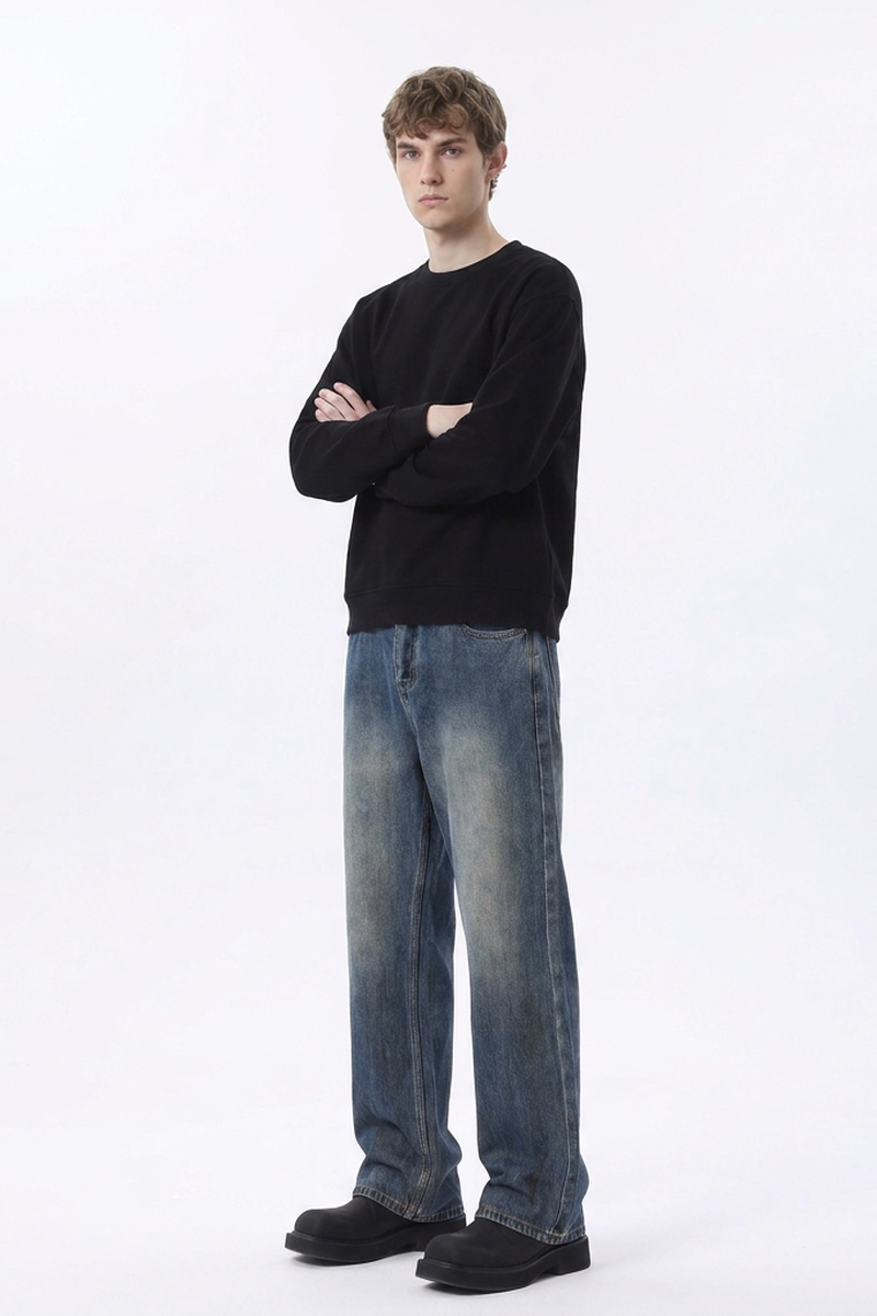 Men's Dirty Wash Relaxed Straight Leg Jeans