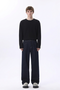 Men's Raw Denim Blue Relaxed Straight Leg Jeans