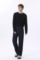 Men's Raw Denim Blue Relaxed Straight Leg Jeans