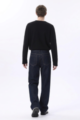 Men's Raw Denim Blue Relaxed Straight Leg Jeans