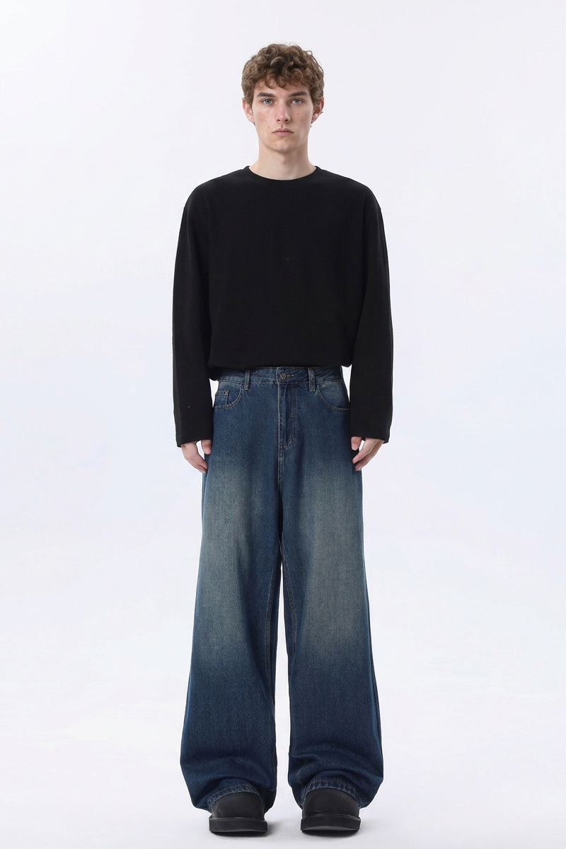 Men's Soft Drape Relaxed Wide Leg Jeans