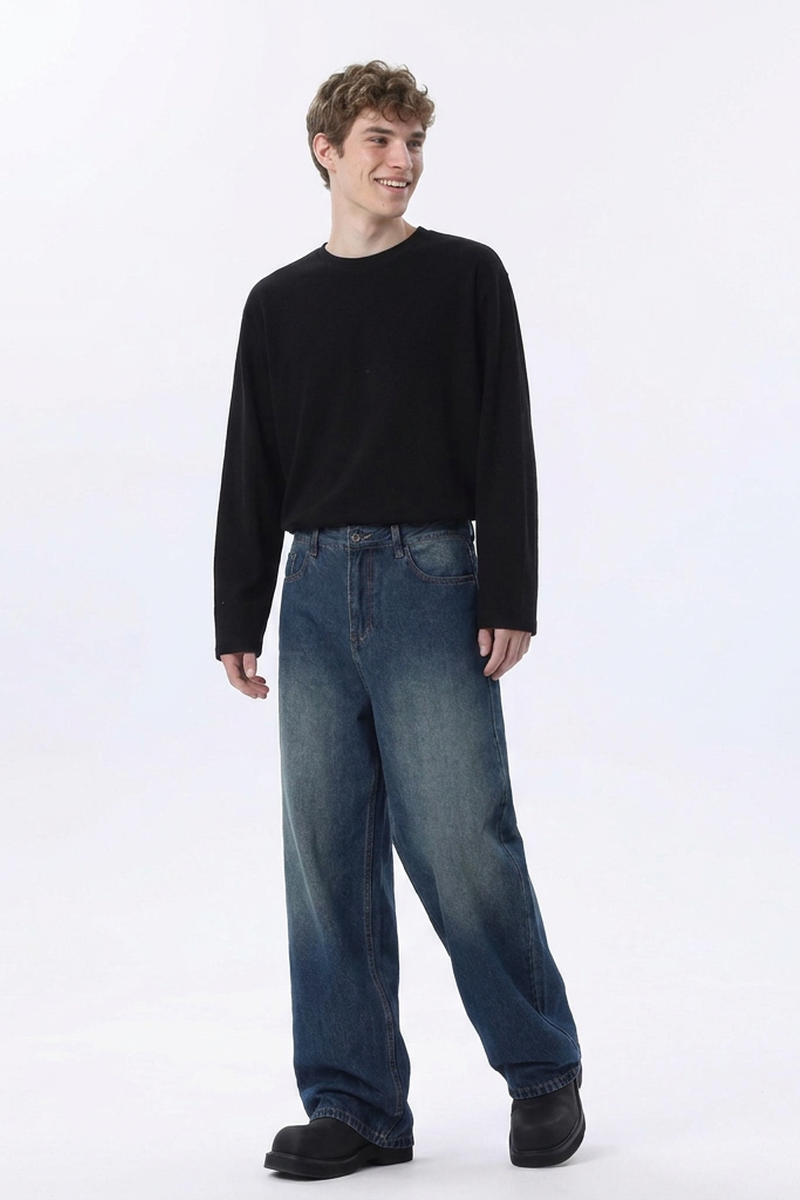 Men's Soft Drape Relaxed Wide Leg Jeans