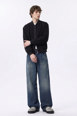 Men's 100% Cotton Classic Blue Loose Fit Wide Leg Jeans