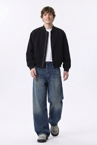 Men's 100% Cotton Classic Blue Loose Fit Wide Leg Jeans