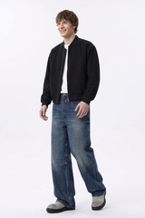 Men's 100% Cotton Classic Blue Loose Fit Wide Leg Jeans