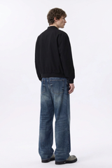 Men's 100% Cotton Classic Blue Loose Fit Wide Leg Jeans