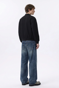 Men's 100% Cotton Classic Blue Loose Fit Wide Leg Jeans