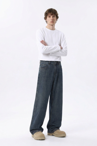 Men's 100% Cotton Vintage Relaxed-Fit Wide Leg Jeans