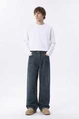Men's 100% Cotton Vintage Relaxed-Fit Wide Leg Jeans