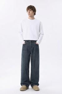 Men's 100% Cotton Vintage Relaxed-Fit Wide Leg Jeans