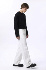 Men's Fall 100% Cotton  Clean White Loose Fit Wide Leg Jeans