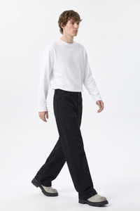 Men's 100% Cotton Pure Black Wash Loose Fit Wide Leg Jeans