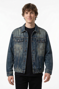 Men's Fall 100% Cotton Vintage Dirty Wash Denim Jacket