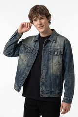 Men's Fall 100% Cotton Vintage Dirty Wash Denim Jacket