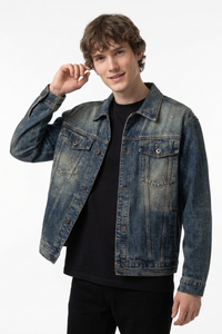 Men's Fall 100% Cotton Vintage Dirty Wash Denim Jacket
