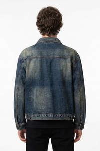 Men's Fall 100% Cotton Vintage Dirty Wash Denim Jacket