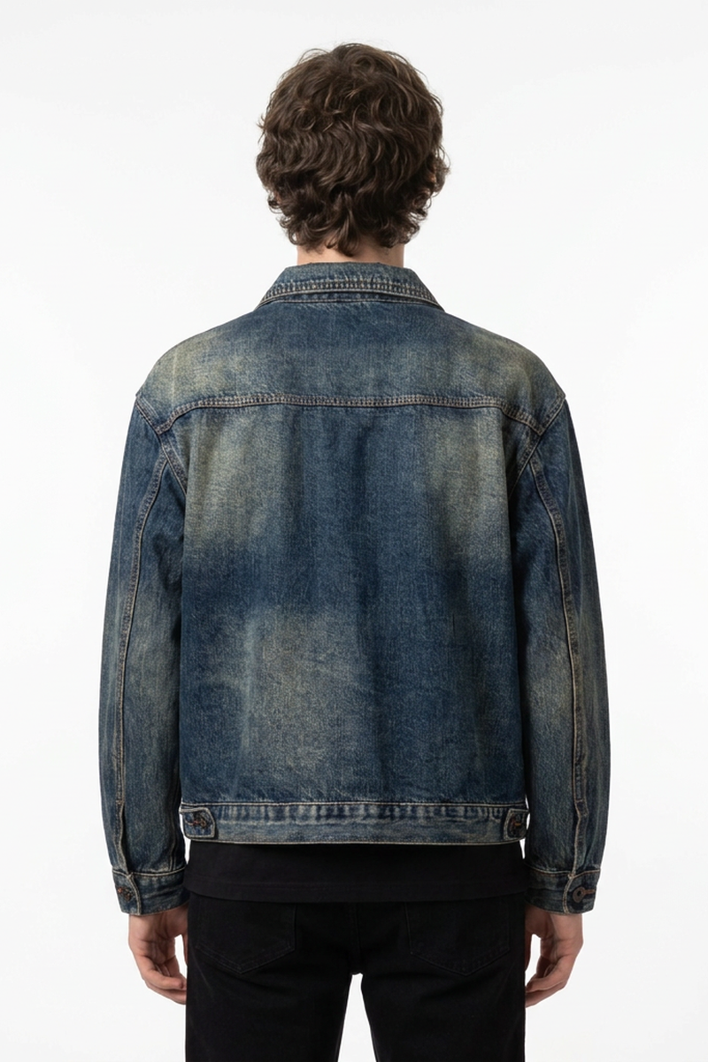 Men's Fall 100% Cotton Vintage Dirty Wash Denim Jacket