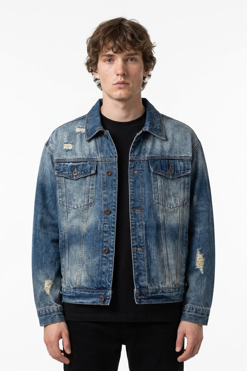 Men's 100% Cotton Vintage Wash Denim Jacket