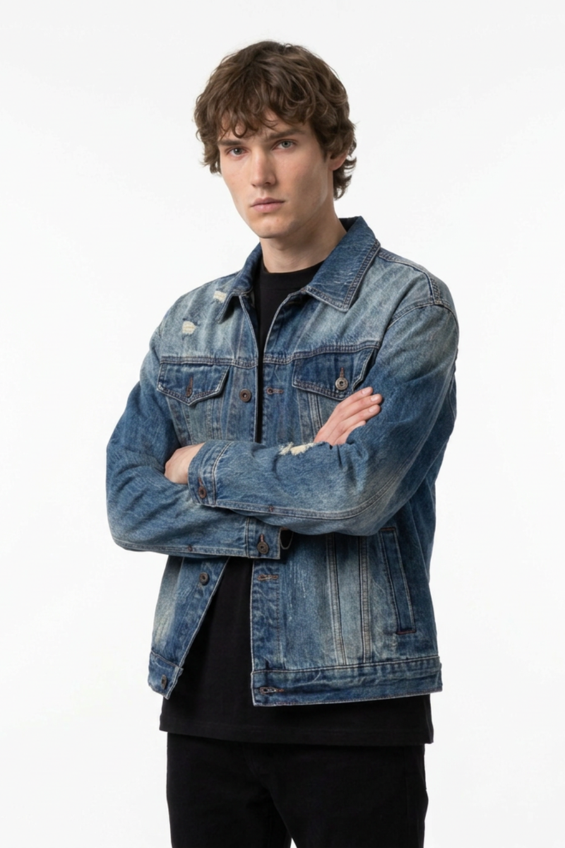 Men's 100% Cotton Vintage Wash Denim Jacket